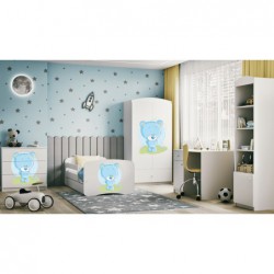 Łóżko babydreams białe niebieski miś z szufladą materac kokos 180/80 Kocot Kids