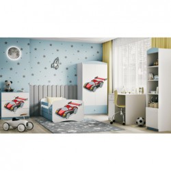 Łóżko babydreams niebieskie auto wyścigowe bez szuflady materac lateks 140/70 Kocot Kids