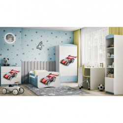 Łóżko babydreams niebieskie auto wyścigowe bez szuflady materac lateks 160/80 Kocot Kids