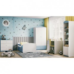 Łóżko babydreams niebieskie bez wzoru bez szuflady materac kokos 180/80 Kocot Kids