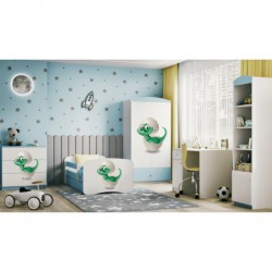 Łóżko babydreams niebieskie mały dino bez szuflady materac kokos 140/70 Kocot Kids