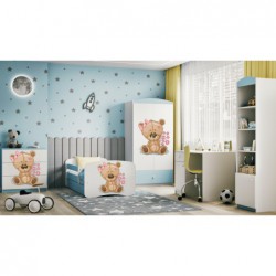 Łóżko babydreams niebieskie miś kwiatki z szufladą materac kokos 160/80 Kocot Kids