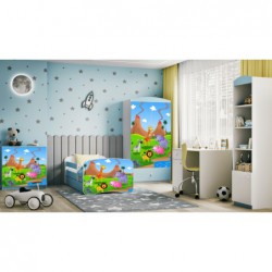 Łóżko babydreams niebieskie safari z szufladą materac lateks 140/70 Kocot Kids