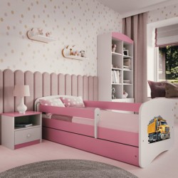 Łóżko babydreams różowe ciężarówka bez szuflady materac kokos 160/80 Kocot Kids