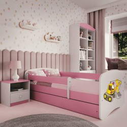 Łóżko babydreams różowe koparka z szufladą materac kokos 160/80 Kocot Kids