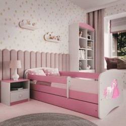 Łóżko babydreams różowe księżniczka konik z szufladą materac kokos 180/80 Kocot Kids