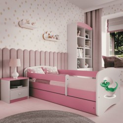 Łóżko babydreams różowe mały dino z szufladą materac kokos 180/80 Kocot Kids