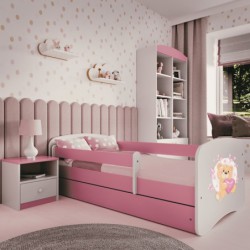 Łóżko babydreams różowe miś motylki bez szuflady materac kokos 160/80 Kocot Kids