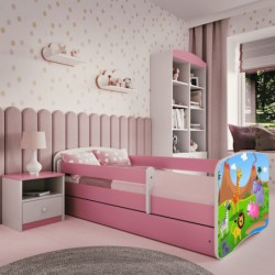 Łóżko babydreams różowe safari bez szuflady materac lateks 140/70 Kocot Kids