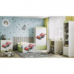 Łóżko babydreams zielone auto wyścigowe bez szuflady materac lateks 160/80 Kocot Kids