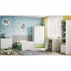 Łóżko babydreams zielone bez wzoru z szufladą materac kokos 160/80 Kocot Kids