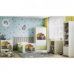 Łóżko babydreams zielone ciężarówka bez szuflady materac kokos 160/80 Kocot Kids