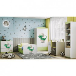 Łóżko babydreams zielone mały dino z szufladą materac kokos 140/70 Kocot Kids