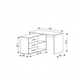 Biurko Kurt Narożne 3S Dąb Artisan/Biały 5W WIPMEB