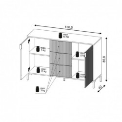 Komoda Flinn Fl08 2D3S Czarny/Czarny Mat 5W+ WIPMEB