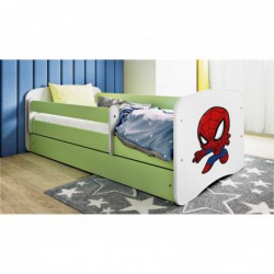 Łóżko babydreams zielone spiderman bez szuflady materac 160/80 Kocot Kids