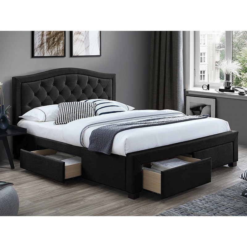 Łóżko Electra Velvet 160X200 Kolor Czarny/Dąb Tap.186 Signal Meble