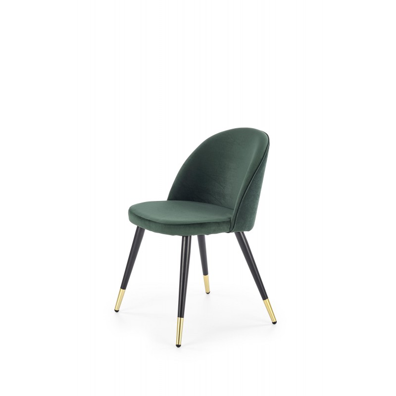 Krzesło metalowe K315 nogi - czarny / złoty tapicerka - c. zielony Halmar