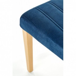 Krzesło drewniane DIEGO 3 dąb miodowy / tap. velvet pikowany Pasy - MONOLITH 77 (granatowy) Halmar