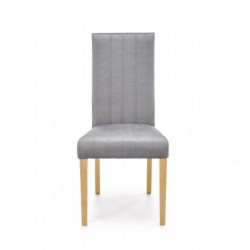 Krzesło drewniane DIEGO 3 dąb miodowy / tap. velvet pikowany Pasy - MONOLITH 85 (jasny popiel) Halmar