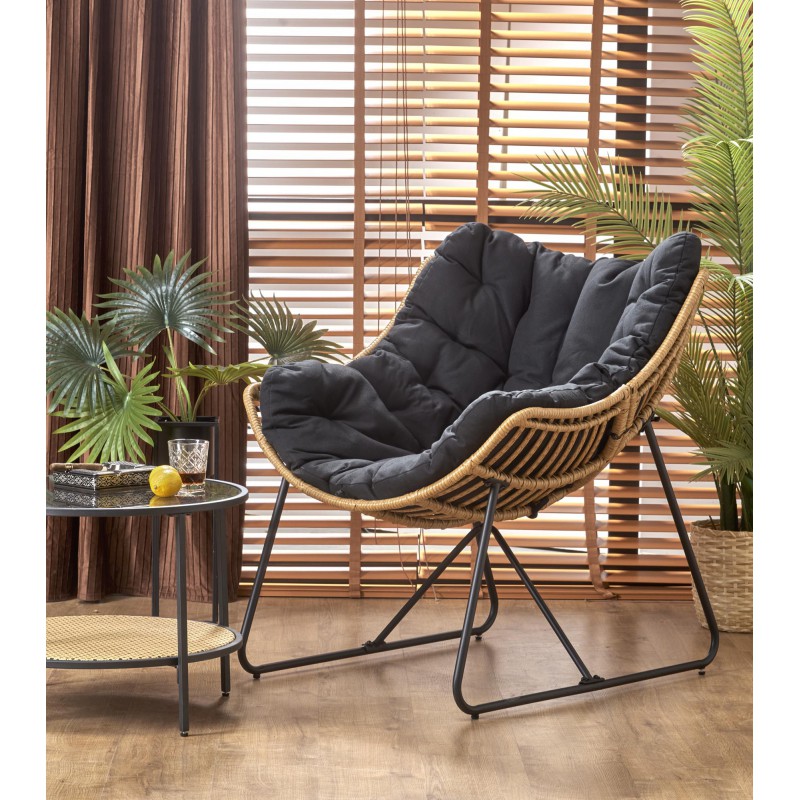 WHISPER fotel wypoczynkowy, czarny / naturalny Halmar