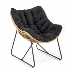 WHISPER fotel wypoczynkowy, czarny / naturalny Halmar