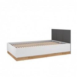 Łóżko Torino 12-01 Biały alpejski/castello miodowy/grafit mat/panele tapicerowane ML Meble