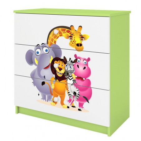 Komoda babydreams zielona zoo Kocot Kids