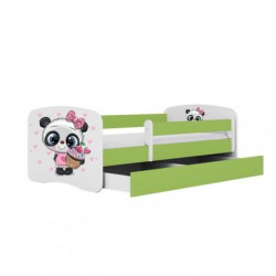 Łóżko babydreams zielone panda z szufladą materac 140/70 Kocot Kids