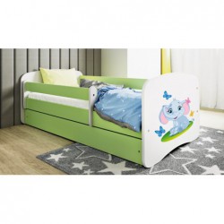 Łóżko babydreams zielone słonik z szufladą materac 160/80 Kocot Kids