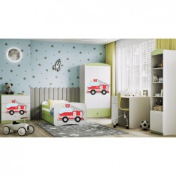 Łóżko babydreams zielone straż pożarna bez szuflady materac 160/80 Kocot Kids