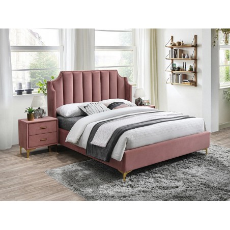 Łóżko Monako Velvet 160X200 Kolor Ant.Róż/Złoty Tapicerka Bluvel 52 Signal Meble